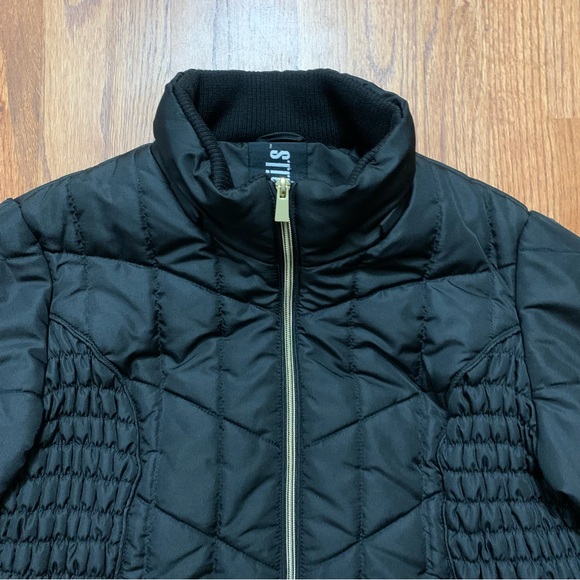 INTL d.e.t.a.i.l.s black quilted puffer front dip winter jacket coat - Picture 2 of 14